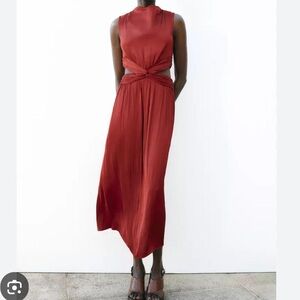 Zara Rust Red Sleeveless Dress